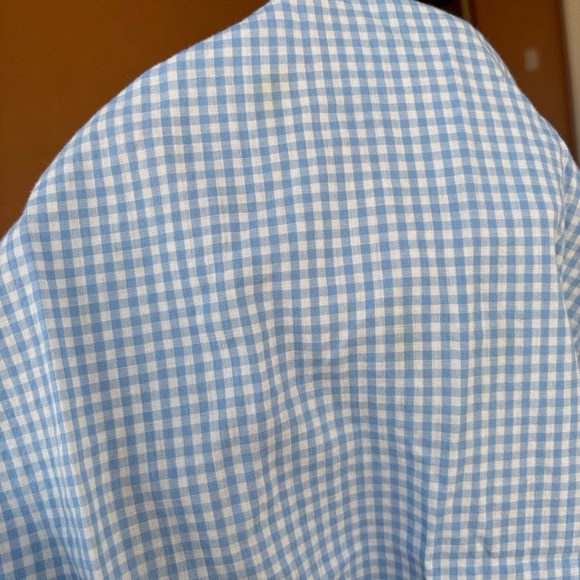 Vintage Handmade Apron Cross Stitch Embroidery Blue Gingham Hearts - Picture 12 of 13